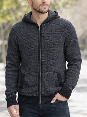 Rock & Republic Knit Hoodie 2XL Heavyweight Full Zip Cotton Navy